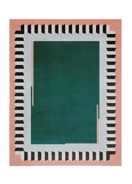 Alfombra geométrica de felpa retro americana: gruesa, lavable y antideslizante para sala de estar y dormitorio.