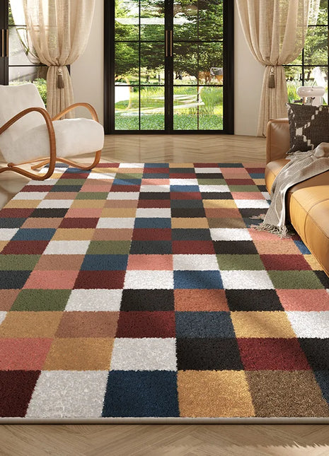 Alfombra antideslizante de felpa gruesa estilo retro americano: suave y acogedora para sala de estar y dormitorio.