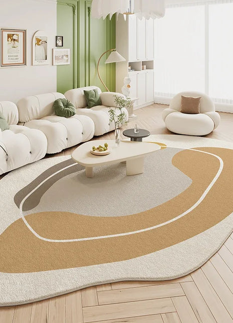 Alfombra geométrica color crema: suave, antideslizante y de fácil cuidado | Elegante alfombra para sala de estar y dormitorio