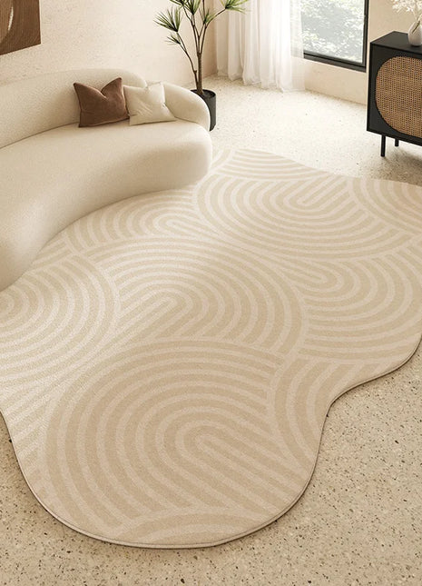 Alfombra lisa de color crema suave: moderna, antideslizante y lavable, ideal para salas de estar y dormitorios.
