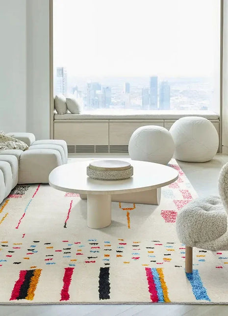 Alfombra mullida de estilo étnico: suave y lavable para sala de estar y dormitorio.
