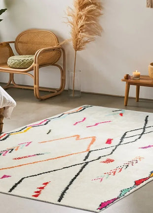 Alfombra grande y esponjosa de estilo étnico: suave y decorativa para sala de estar, dormitorio y más.