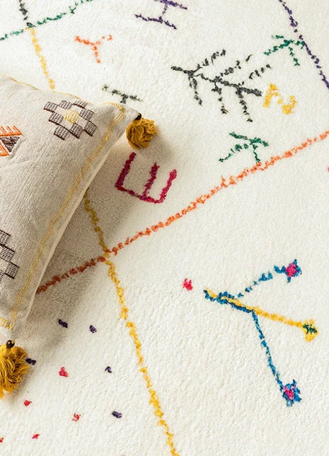 Alfombra étnica suave y esponjosa de gran tamaño: lavable y antideslizante, ideal para sala de estar y dormitorio.
