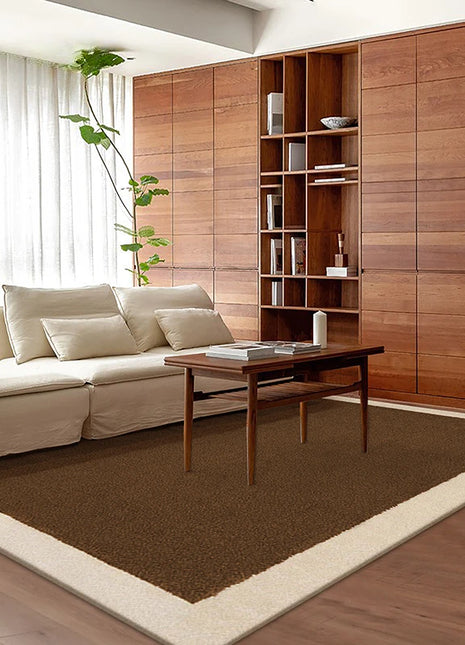 Alfombra rectangular lisa de estilo francés: suave, antideslizante y lavable. Elegante y cómoda para salas de estar y dormitorios.