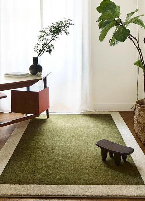 Alfombra rectangular lisa de estilo francés: suave, antideslizante y lavable. Textura elegante para salas de estar y dormitorios.