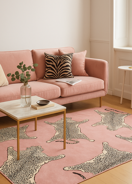 Alfombra nórdica de felpa con estampado de leopardo: suave y antideslizante para salas de estar y dormitorios | Decoración moderna