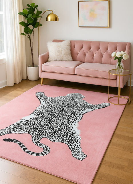 Alfombra nórdica de felpa con estampado de leopardo: suave y antideslizante para salón y dormitorio | Estilo moderno