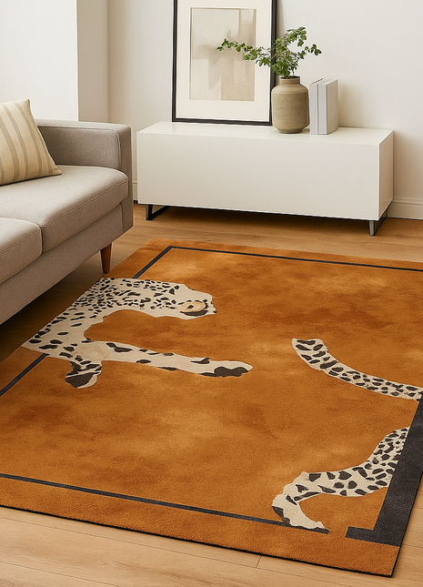 Alfombra nórdica de felpa con estampado de leopardo: suave y antideslizante para salas de estar y dormitorios | Decoración elegante para el hogar