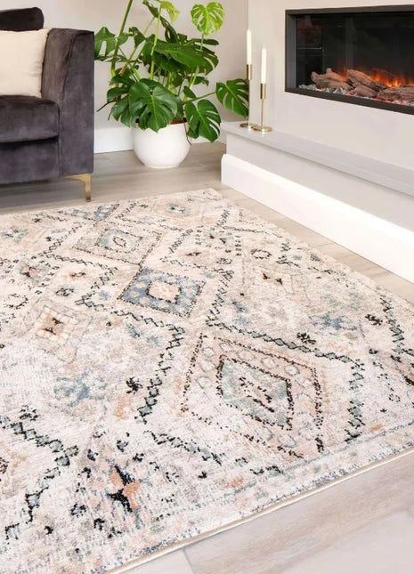 Alfombra rectangular geométrica moderna: suave, antideslizante y fácil de limpiar.