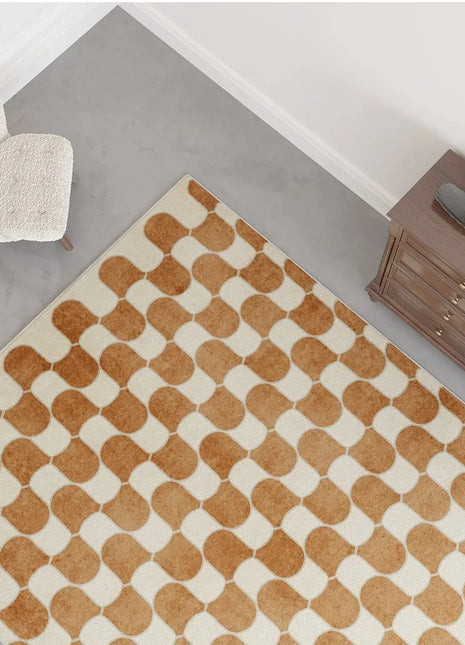 Alfombra moderna antideslizante a cuadros para dormitorio y sala de estar: suave, duradera y fácil de limpiar.