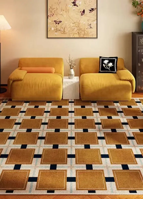 Alfombra decorativa retro moderna de poliéster suave para sala de estar y dormitorio, varios tamaños