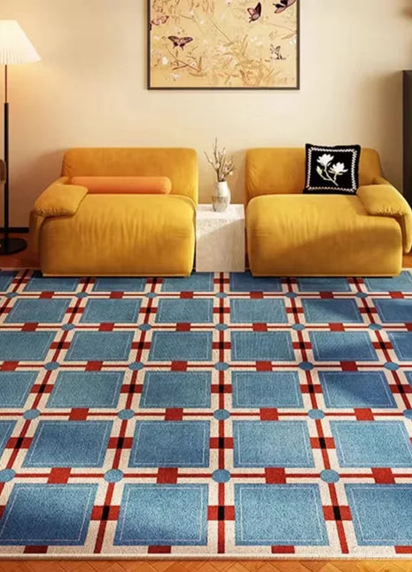 Alfombra retro moderna para sala de estar y dormitorio: suave y decorativa rectangular