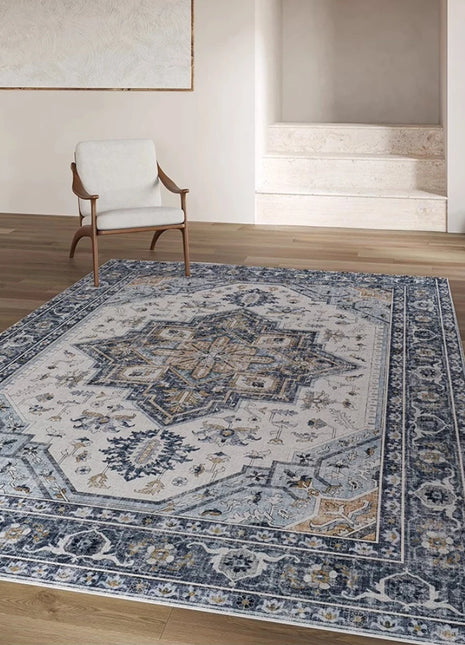 Alfombra persa retro bohemia: suave, antideslizante y lavable a máquina | Ideal para salas de estar y dormitorios