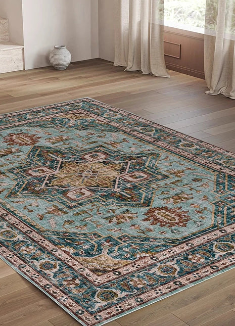 Alfombra bohemia de estilo persa retro: suave, antideslizante y lavable a máquina | Ideal para salas de estar y dormitorios
