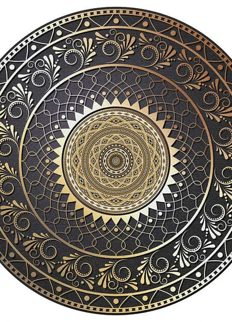 Alfombra geométrica redonda de estilo persa: suave, antideslizante y lavable | Perfecta para salas de estar y dormitorios