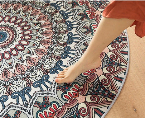 Alfombra redonda geométrica suave – Tejido moderno Wilton | Antideslizante, lavable y elegante para salón y dormitorio